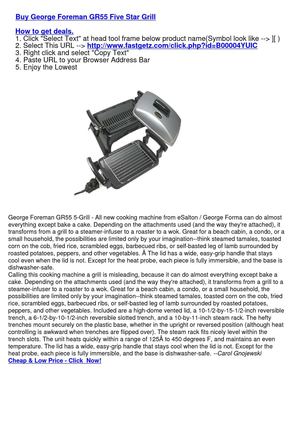 George Foreman GR55 Five Star Grill