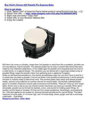 Chef's Choice 835 Pizzelle Pro Express Bake