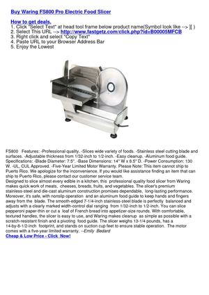 Waring FS800 Pro Electric Food Slicer