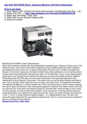 Briel ED132AFB Sintra  Espresso Machine with Drip Coffeemaker
