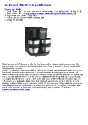 Cuisinart TTG-500 Two-to-Go Coffeemaker