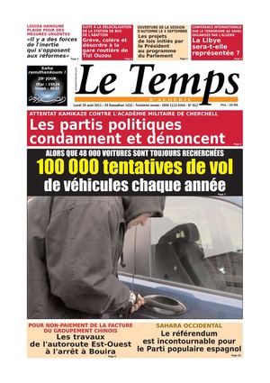 Le Temps d'Algérie Edition du Lundi 29 Août 2011
