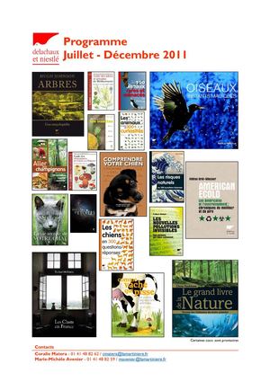 Programme des parutions Aout à décembre 2011_Delachaux et Niestlé
