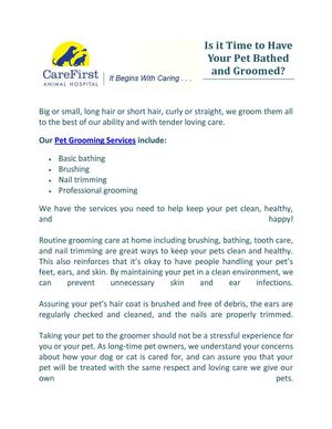 Care First's Pet Grooming & Spa Service for Pets- Dogs & Cats