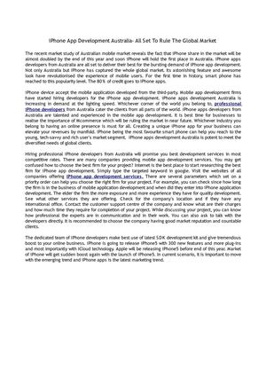 iPhone App Development Australia- All Set To Rule The Global Market