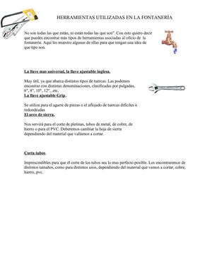 Herramientas utilizadas en fontanería