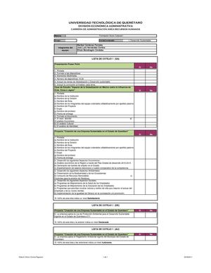 Formación Sociocultural Lista de Cotejo Unidad I