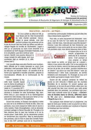 Bulletin paroissial Mosaïque n° 106 septembre 2011