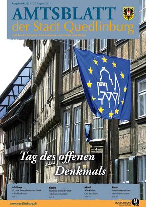 Amtsblatt 08/2011 der Stadt Quedlinburg mit den Ortschaften Bad Suderode, Gernrode und Rieder Ausgabe 08/2011 27. August 2011