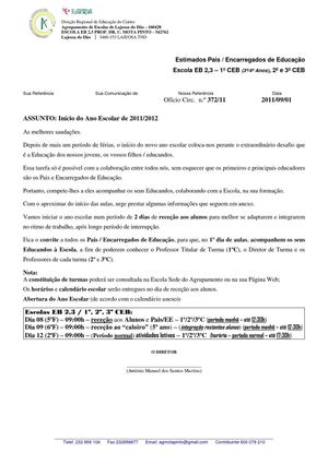 Recepção Alunos/Convite Pais-2º e 3ºC