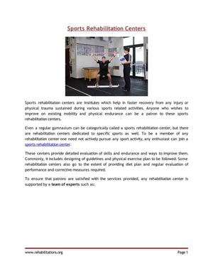 Sports Rehabilitation Centers