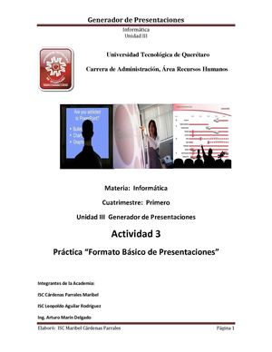 Unidad III Generador de Presentaciones Actividad 3 Formato Básico de presentaciones