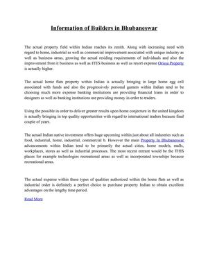 Information of Builders in Bhubaneswar