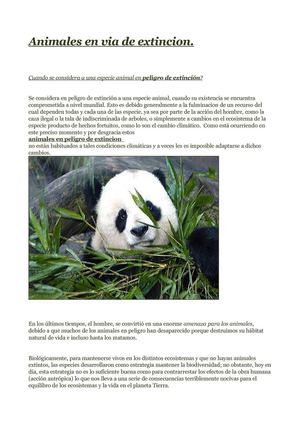 animales en via de extincion