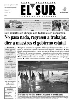El Sur periódico de Guerrero 01 de Septiembre 2011. Edición Digital