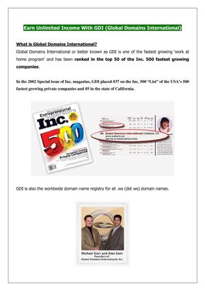 Earn Unlimited Income With GDI