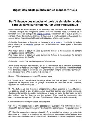 mondes virtuels deux ans de publications
