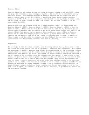 historia de la pelicula destino final