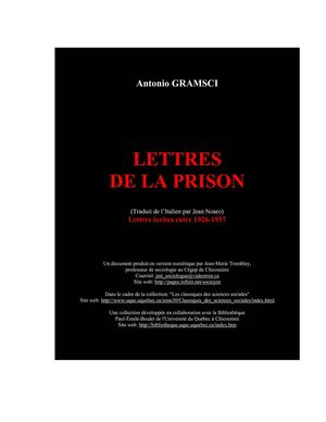 Antonio Gramsci : lettres de la prison (écrites entre 1926 et 1937)