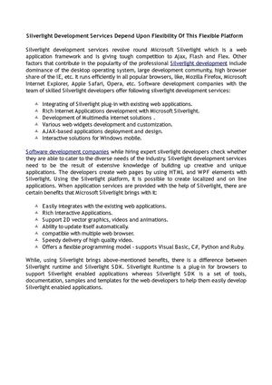 Silverlight Development Services Depend Upon Flexibility Of This Flexible Platform 