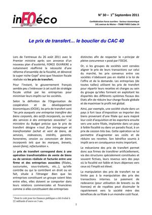 InFOéco n°30 – 1er Septembre 2011