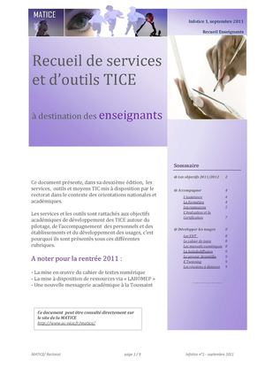 Recueil des services et outils TICE  2011