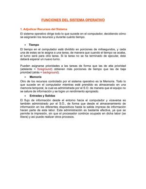 FUNCIONES DEL SISTEMA OPERATIVO