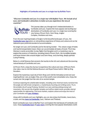 Highlights of Cambodia and Laos in a single tour by Buffalo Tours