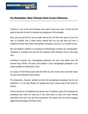 Flu remedies new chinese herb cures influenza 