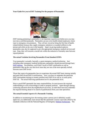 Your Guide For you to EMT Training For the purpose of Paramedics
