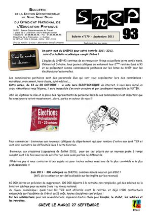 Bulletin 179 du SNEP 93 - septembre 2011