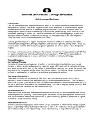 Definitions and Positions - Horticultural Therapy