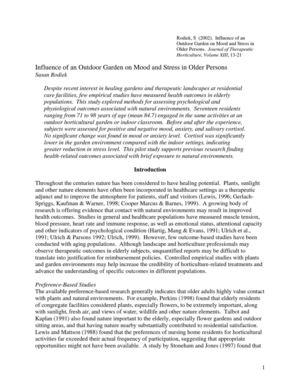 Influence of an Outdoor Garden on Mood and Stress in Older Persons