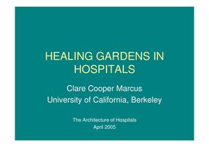 Healing Gardens in Hospitals - Clare Cooper Marcus