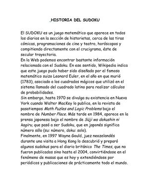 HISTORIA DEL SUDOKU