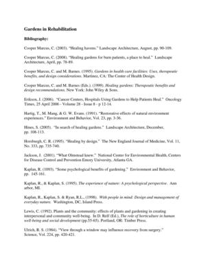 Gardens in Rehabilitation Bibuliography - Legacy Therapeutic