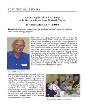 Horticulture Therapy: Cultivating Health and Harmony at the Riverview Nursing Home