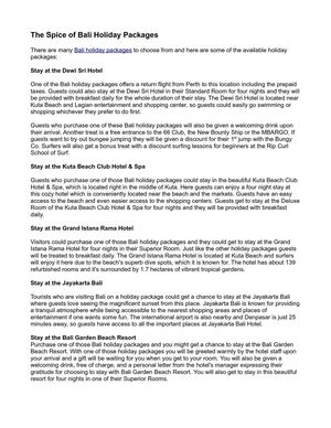 The Spice of Bali Holiday Packages