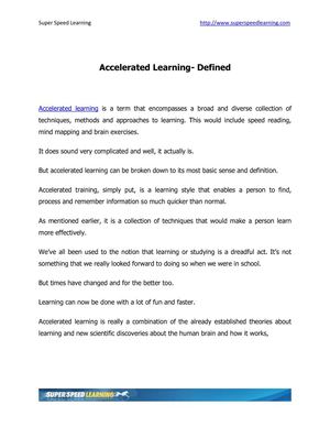 Accelerated learning  defined 