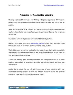 Preparing for accelerated learning 