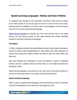 Speed learning languages history and how it works 