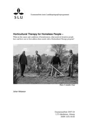 Horticultural Therapy for Homeless People