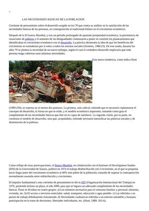 LAS NECESIDADES BASICAS DE LA POBLACION