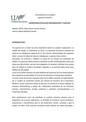 La Supervisión Escolar Organización y Funciones