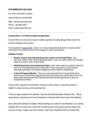 CurationSoft v 1.0.3 Now Includes Google News