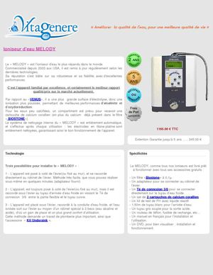 Ioniseur d'eau "MELODY"