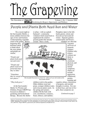 Grapevine Newsletter of Project Grow - Summer 2000