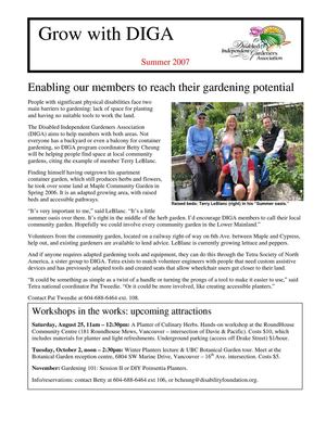 Summer 2007 Newsletter - Disabled Independent Gardeners Association