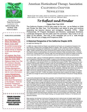Fall-Winter 2008 Newsletter California Horticultural Therapy