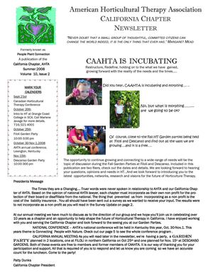 Summer 2008 Newsletter California Horticultural Therapy